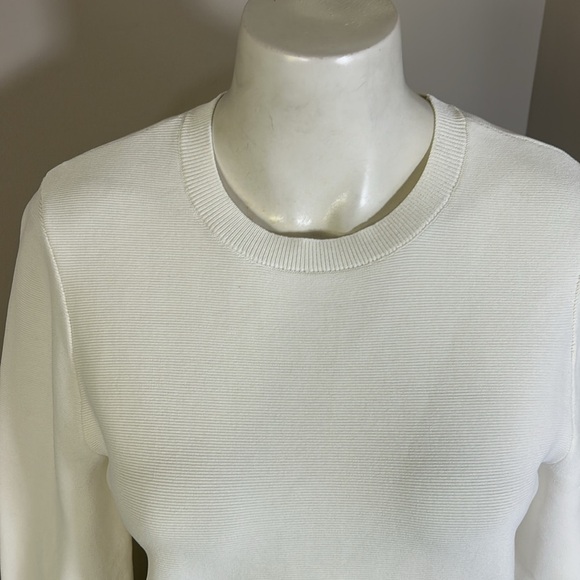 Ted Baker Lillyyy Fitted Peplum Top Ivory Long Sleeve Knit Stretch 3 US 8-10 NEW - Picture 3 of 12
